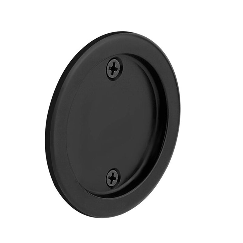 Round Tubular Dummy Pocket Door Lockset - Door Mount - 3" Brass/Flat Black