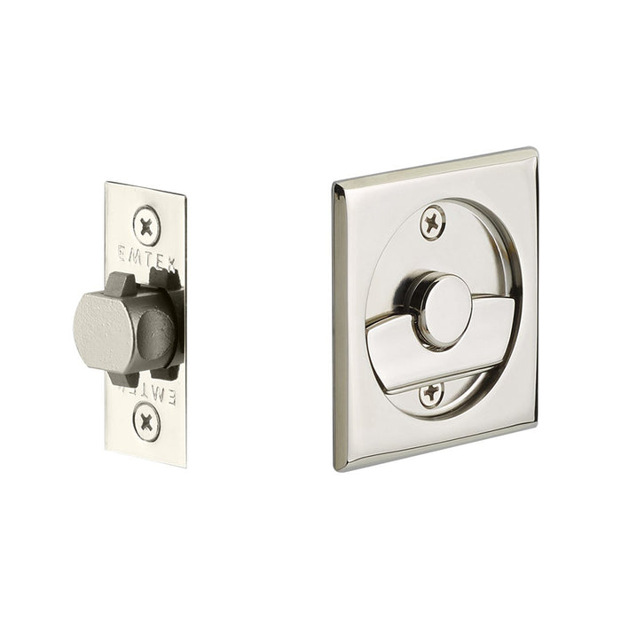 Square Tubular Privacy Pocket Door Lockset - Door Mount - 3" Brass/Polished Nickel