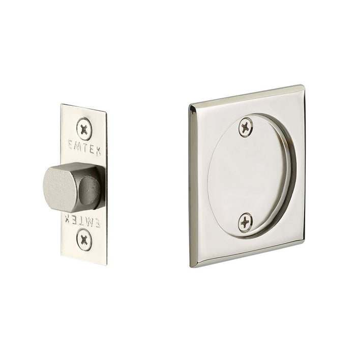 Square Tubular Passage Pocket Door Lockset - Door Mount - 3" Brass/Polished Nickel