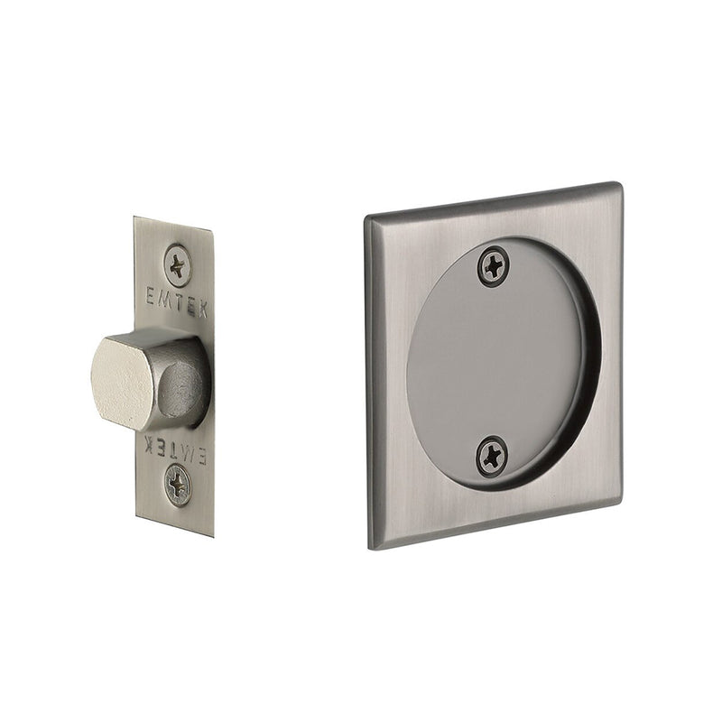 Square Tubular Passage Pocket Door Lockset - Door Mount - 3" Brass/Pewter