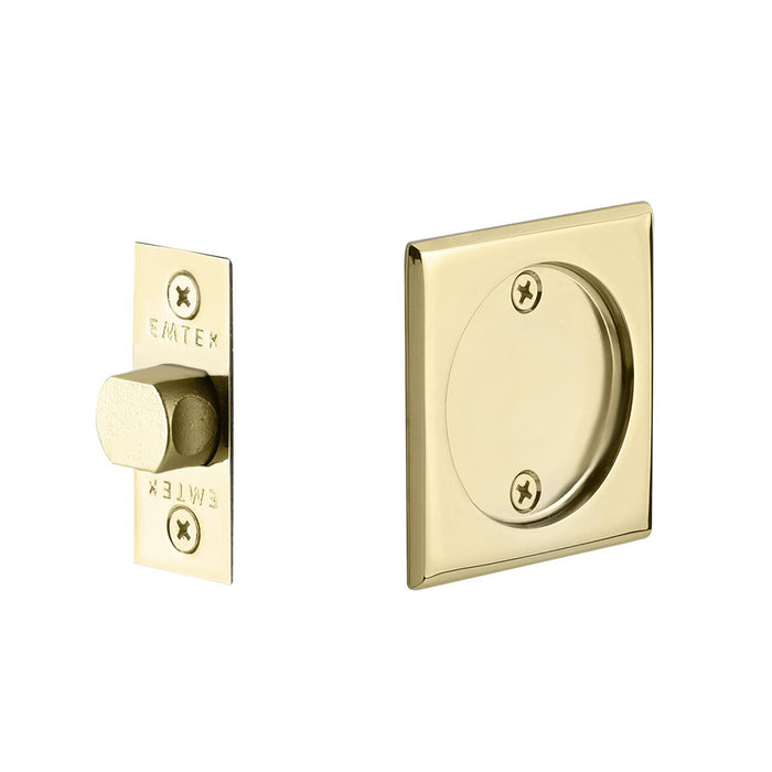 Square Tubular Passage Pocket Door Lockset - Door Mount - 3" Brass/Unlacquered Brass