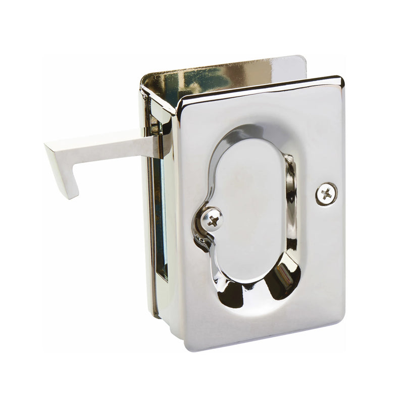Standard Square Passage Pocket Door Lockset - Door Mount - 4" Brass/Polished Nickel