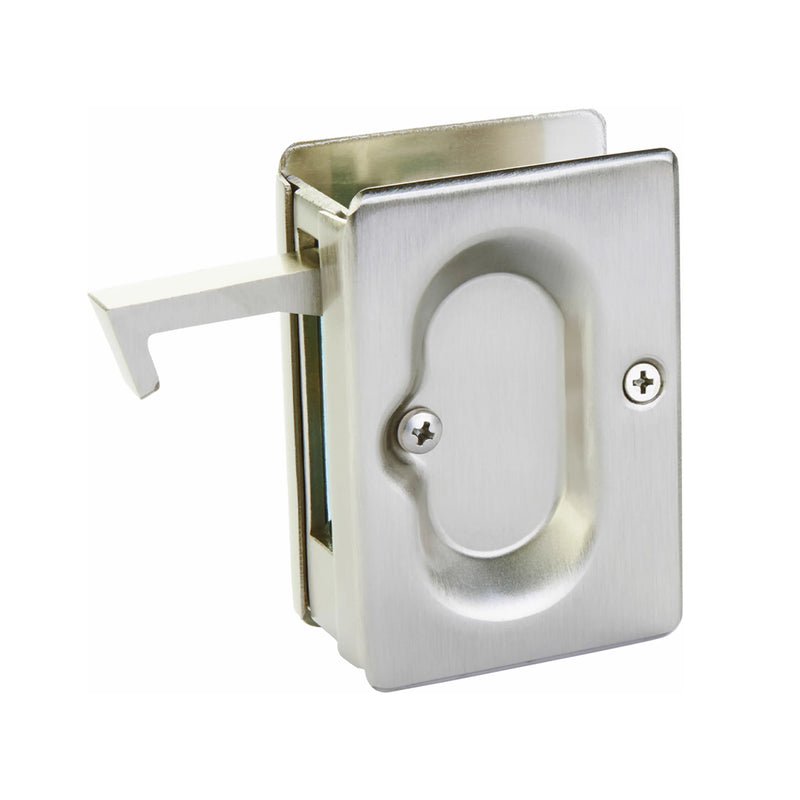 Standard Square Passage Pocket Door Lockset - Door Mount - 4" Brass/Satin Nickel