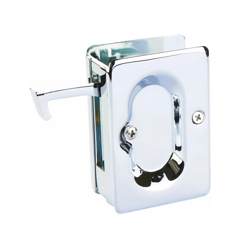 Standard Square Passage Pocket Door Lockset - Door Mount - 4" Brass/Polished Chrome