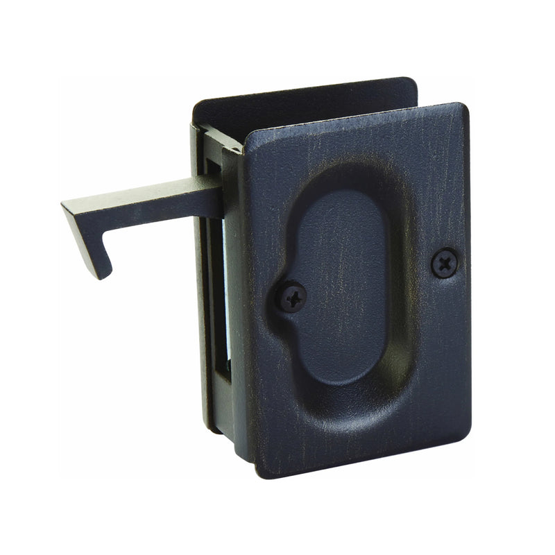 Standard Square Passage Pocket Door Lockset - Door Mount - 4" Brass/Medium Bronze