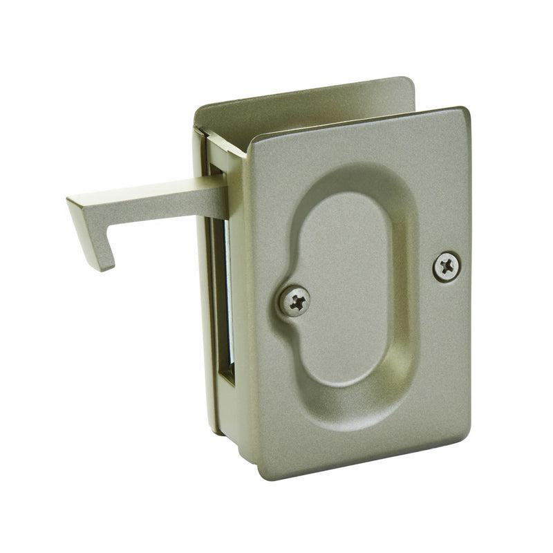 Standard Square Passage Pocket Door Lockset - Door Mount - 4" Brass/Tumbled White Bronze