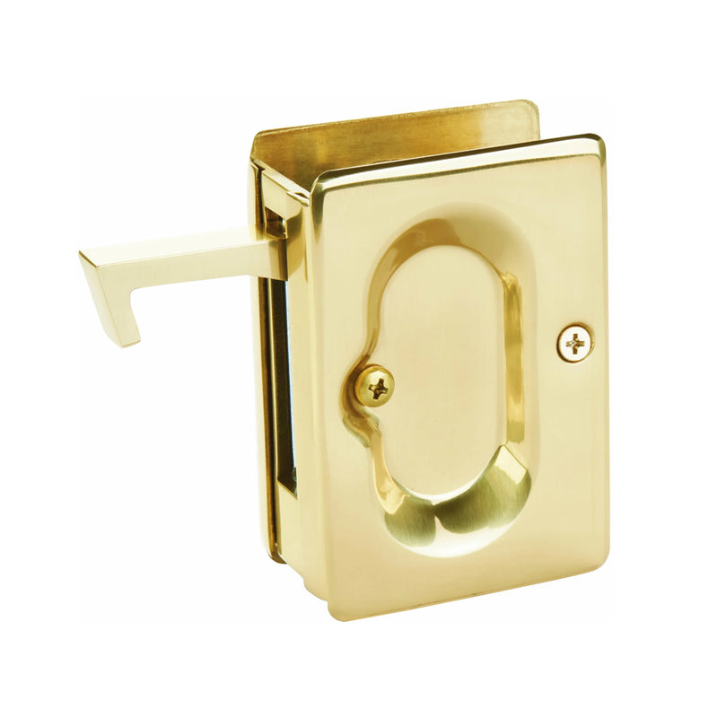 Standard Square Passage Pocket Door Lockset - Door Mount - 4" Brass/Unlacquered Brass