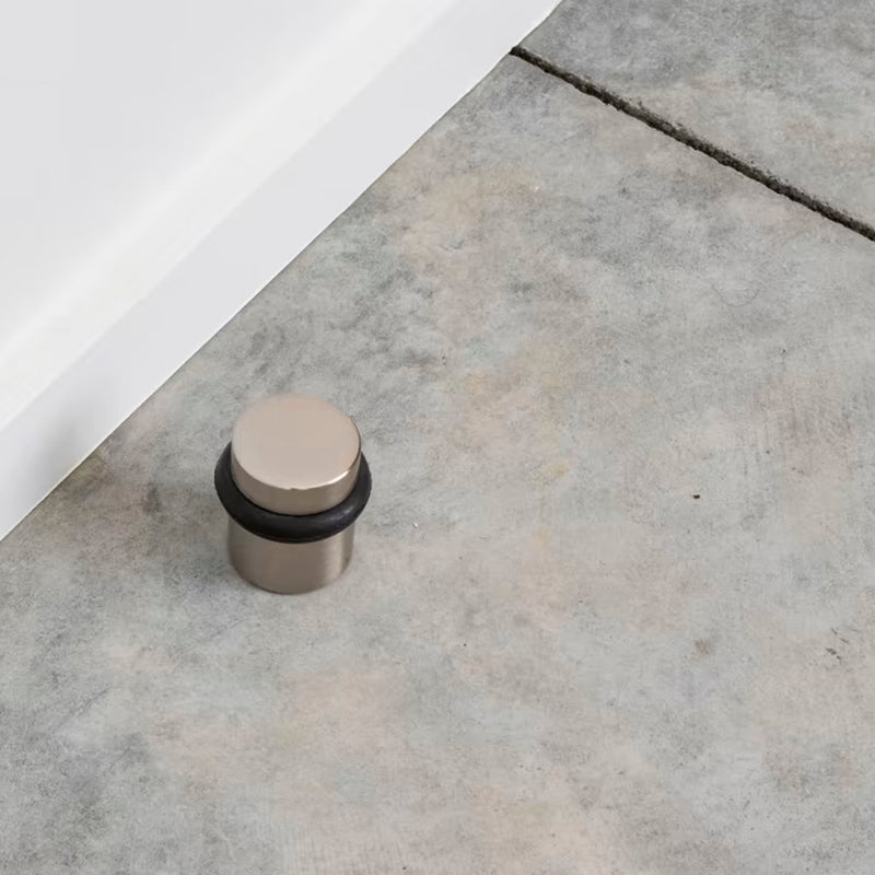 Cylinder Door Stop - Floor Mount - 1" Brass/Satin Nickel