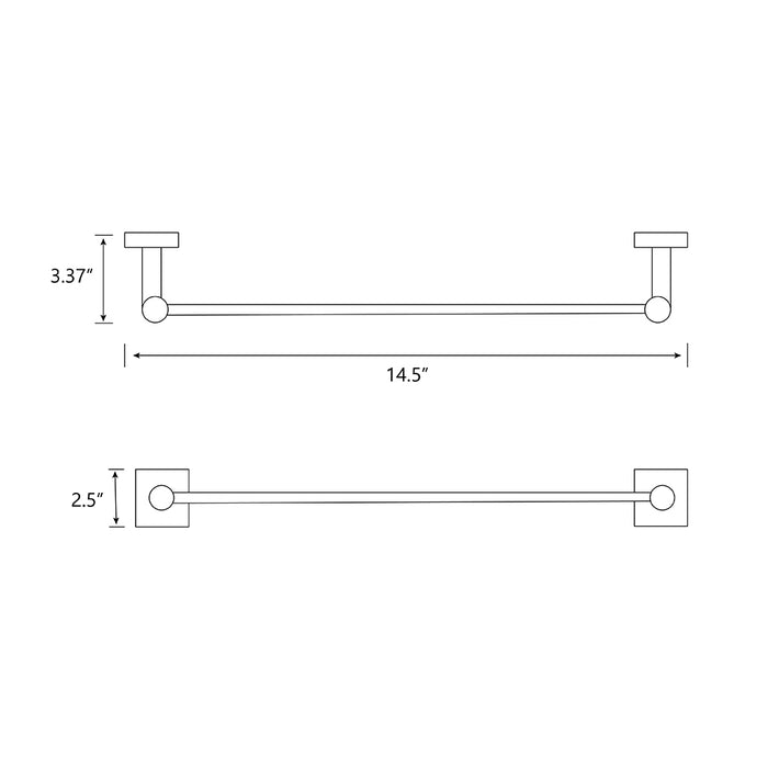 Modern Square Towel Bar - Wall Mount - 12" Brass/Oil Rubbed Bronze