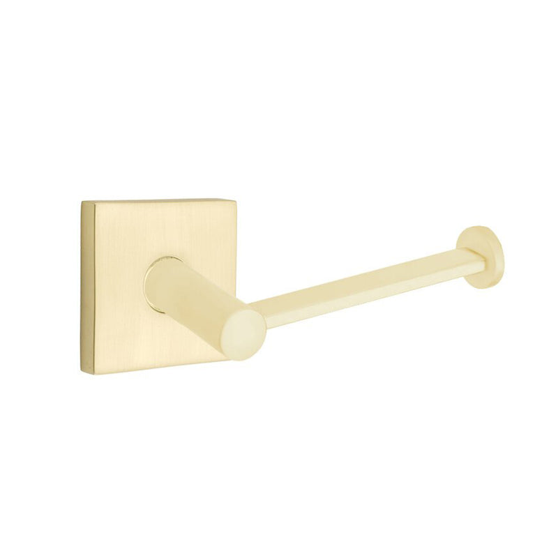 Modern Square Toilet Paper Holder - Wall Mount - 7" Brass/Satin Brass