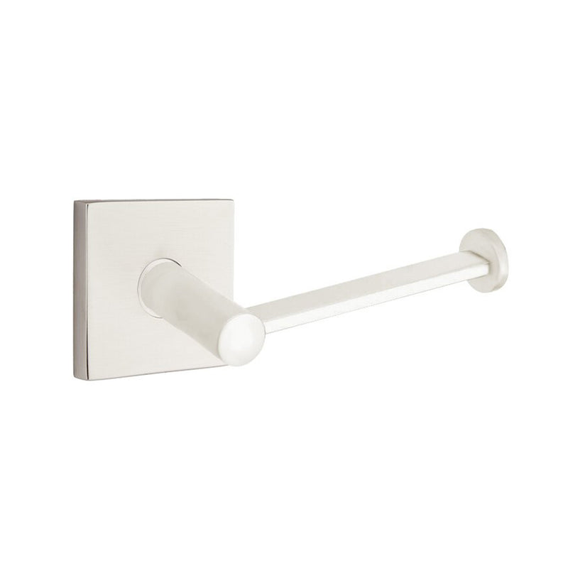 Modern Square Toilet Paper Holder - Wall Mount - 7" Brass/Satin Nickel
