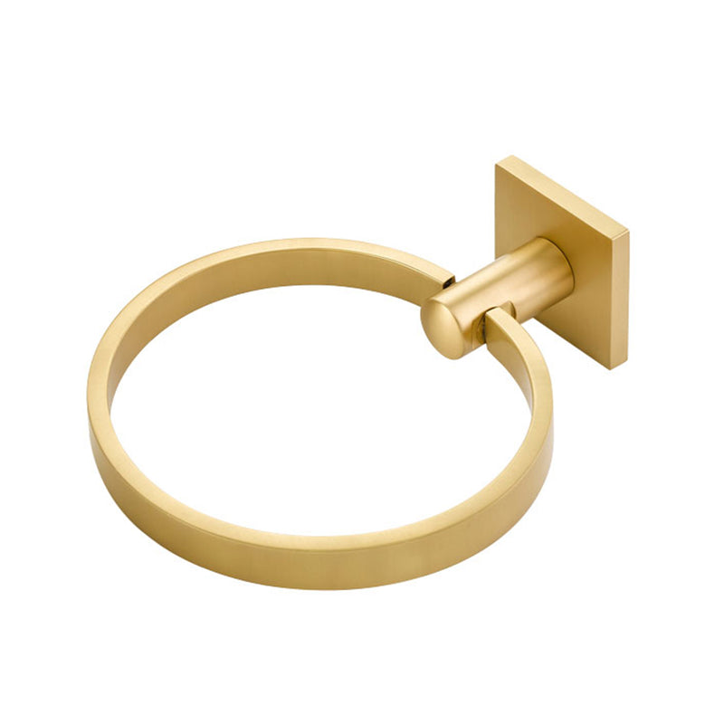 Modern Square Towel Ring - Wall Mount - 7" Brass/Satin Brass