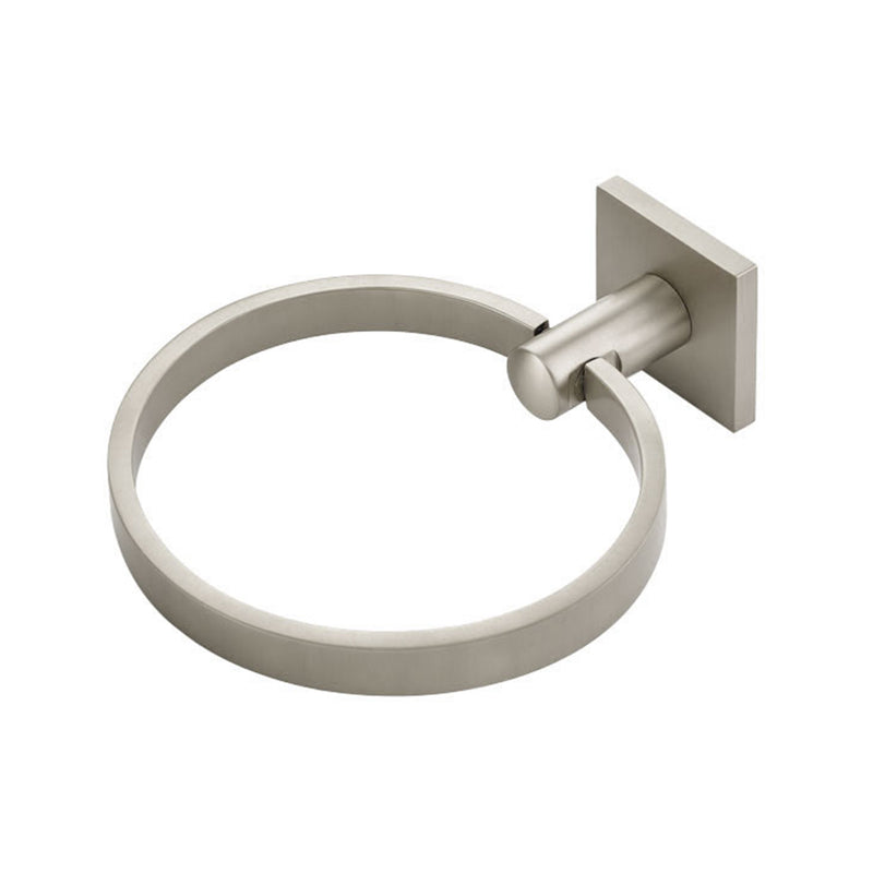 Modern Square Towel Ring - Wall Mount - 7" Brass/Satin Nickel