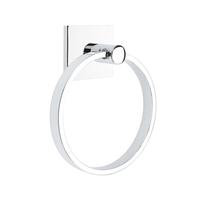 Modern Square Towel Ring - Wall Mount - 7" Brass/Polished Chrome