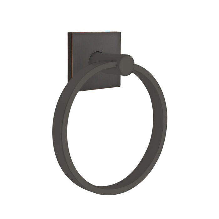 Modern Square Towel Ring - Wall Mount - 6" Brass/Oil Rubbed Bronze