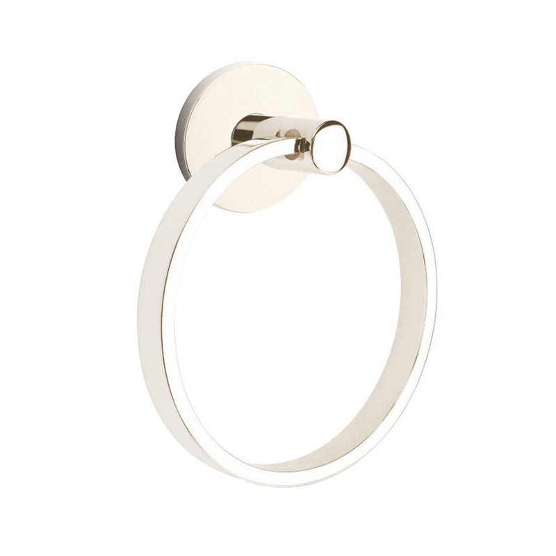 Modern Disk Towel Ring - Wall Mount - 6" Brass/Polished Nickel