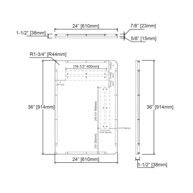 Reflections Frame Vanity Mirror - Wall Mount - 24" Stainless Steel/Satin Brass (Final Sale)