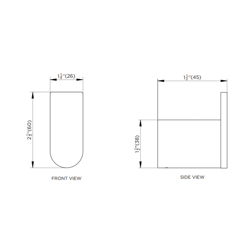 Astoria Single Hook - Wall Mount - 2" Stainless Steel/Matt Black