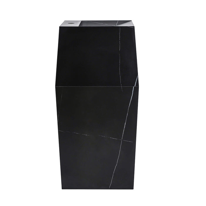 Canyon Deformed Square Pedestal Sink - Floor Mount - 15" Sintered Stone/Black With Gold