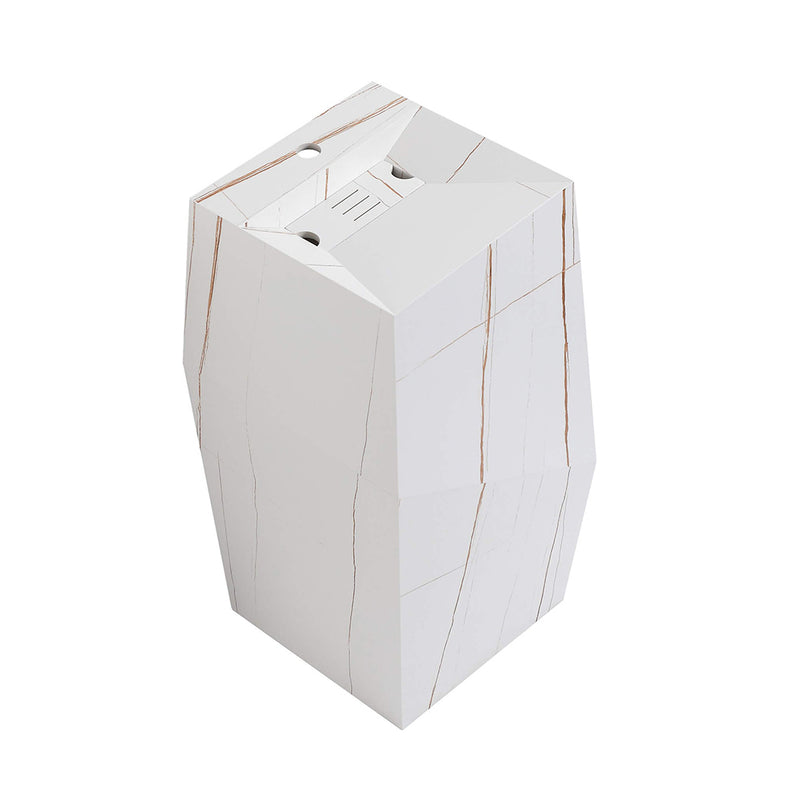 Canyon Deformed Square Pedestal Sink - Floor Mount - 15" Sintered Stone/White With Gold