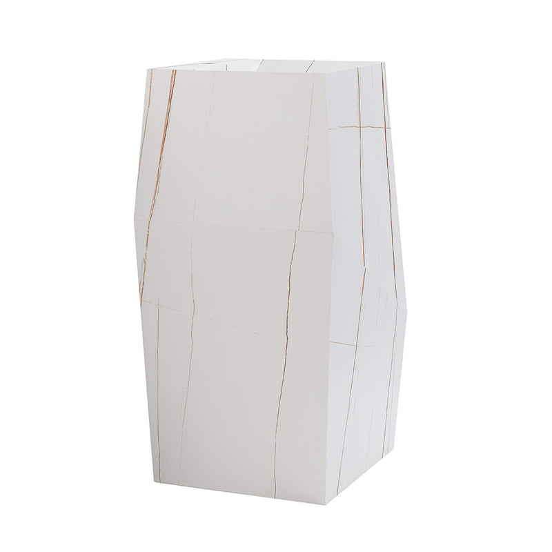 Canyon Deformed Square Pedestal Sink - Floor Mount - 15" Sintered Stone/White With Gold