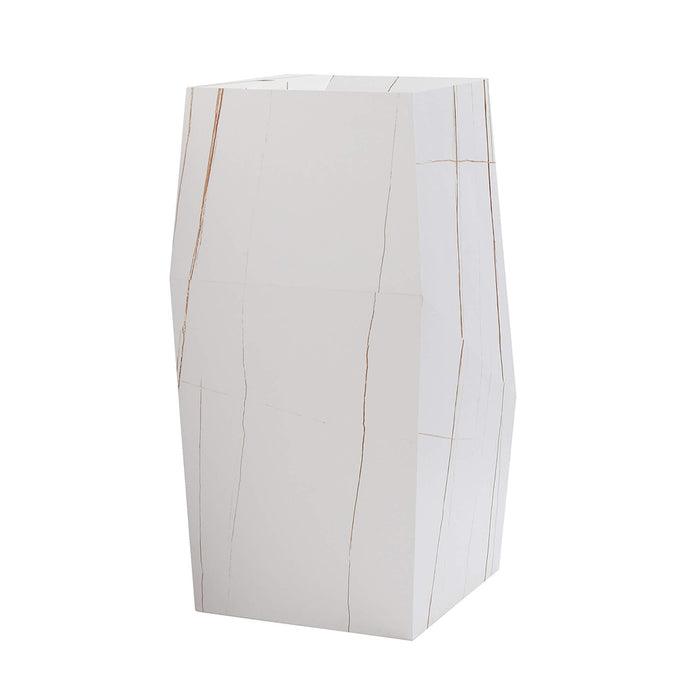 Canyon Deformed Square Pedestal Sink - Floor Mount - 15" Sintered Stone/White With Gold