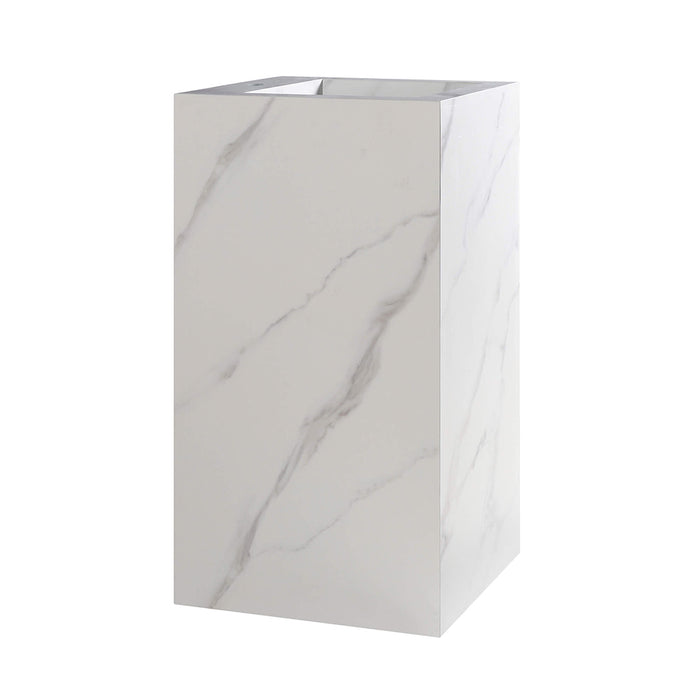 Grand Square Pedestal Sink - Floor Mount - 18" Sintered Stone/Carrara White