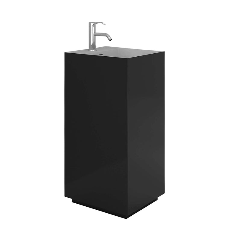 Springhill Square Pedestal Sink - Floor Mount - 15" Solid Surface/Matt Black