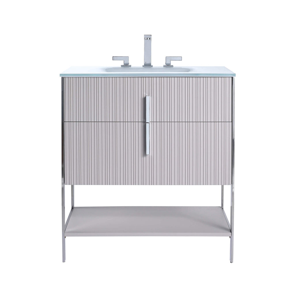 Serenity 2 Drawers Bathroom Vanity with Tempered Glass Sink