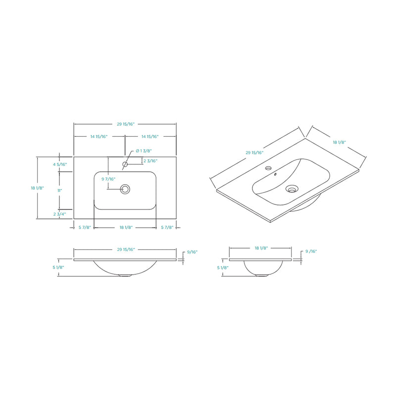 Serenity 2 Drawers Bathroom Vanity with Tempered Glass Sink - Floor Mount - 30" Wood/Bright Taupe/Polished Chrome