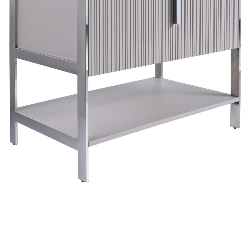 Serenity 2 Drawers Bathroom Vanity with Tempered Glass Sink - Floor Mount - 30" Wood/Bright Taupe/Polished Chrome