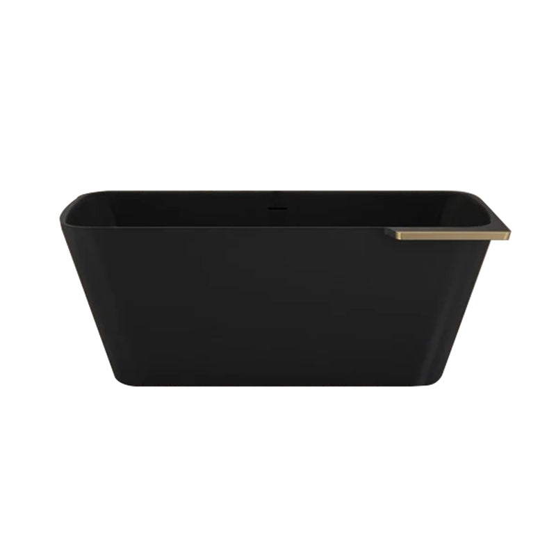 Lukas Tub With Shelf Right Bathtub - Free Standing - 64" Solid Surface/Matte Black/Brushed Gold