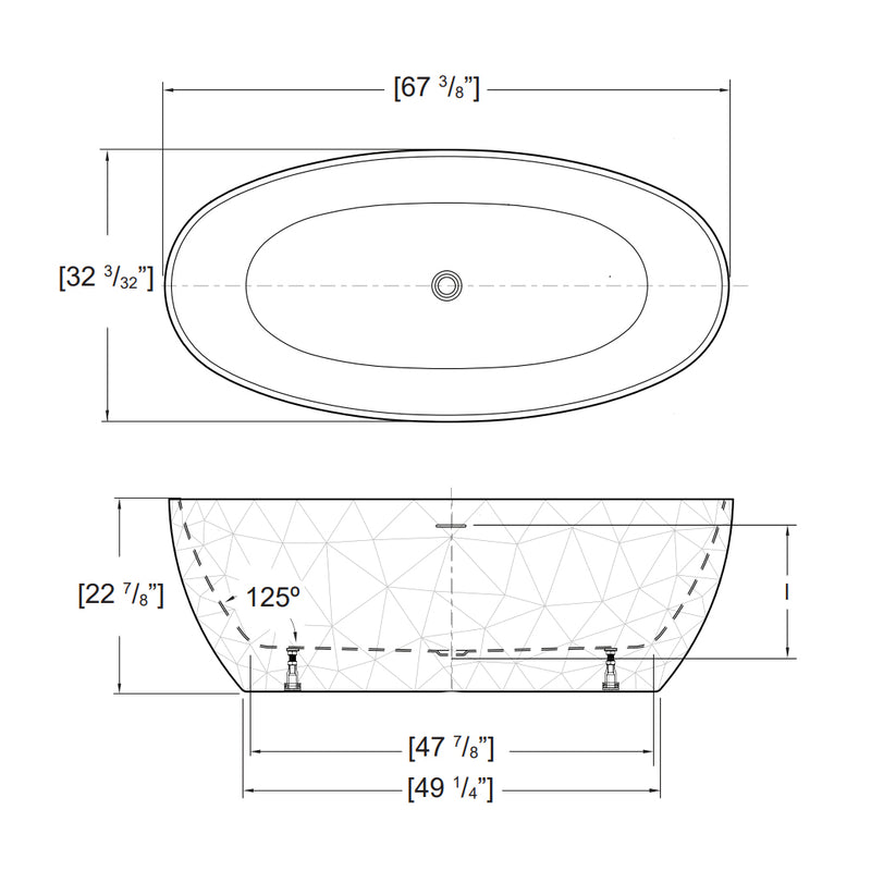 Tonnetz Grande Bathtub - Free Standing - 67" Acrylic/White