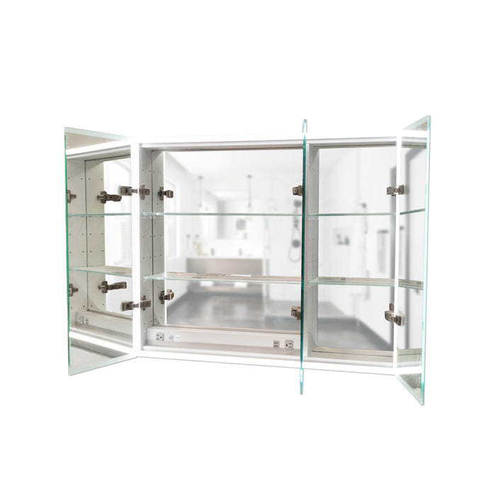 Luna Halo Tri-View Led Medicine Cabinet - Wall Or Recessed Mount - 30W x 30H" Aluminum/Glass/Aluminum