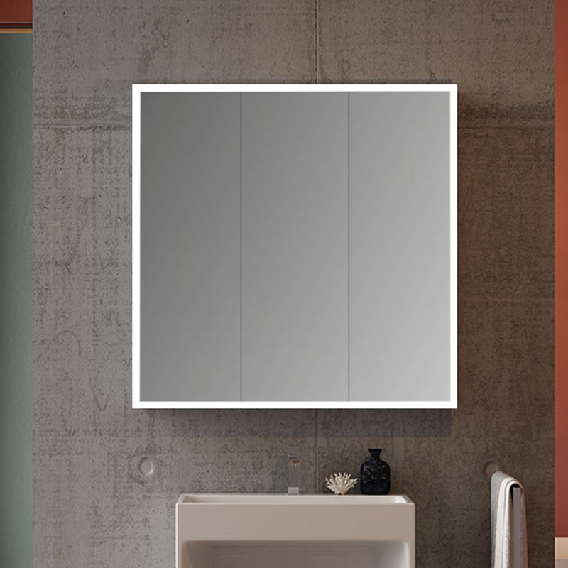 Luna Halo Tri-View Led Medicine Cabinet - Wall Or Recessed Mount - 48W x 30H" Aluminum/Glass/Aluminum