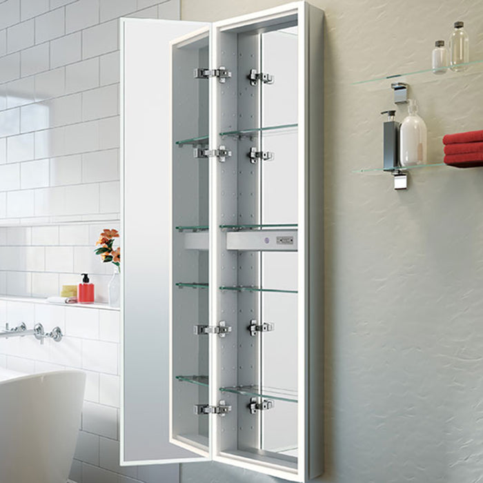 Luna Halo Led Medicine Cabinet - Wall Or Recessed Mount - 15W x 60H" Aluminum/Glass/Aluminum