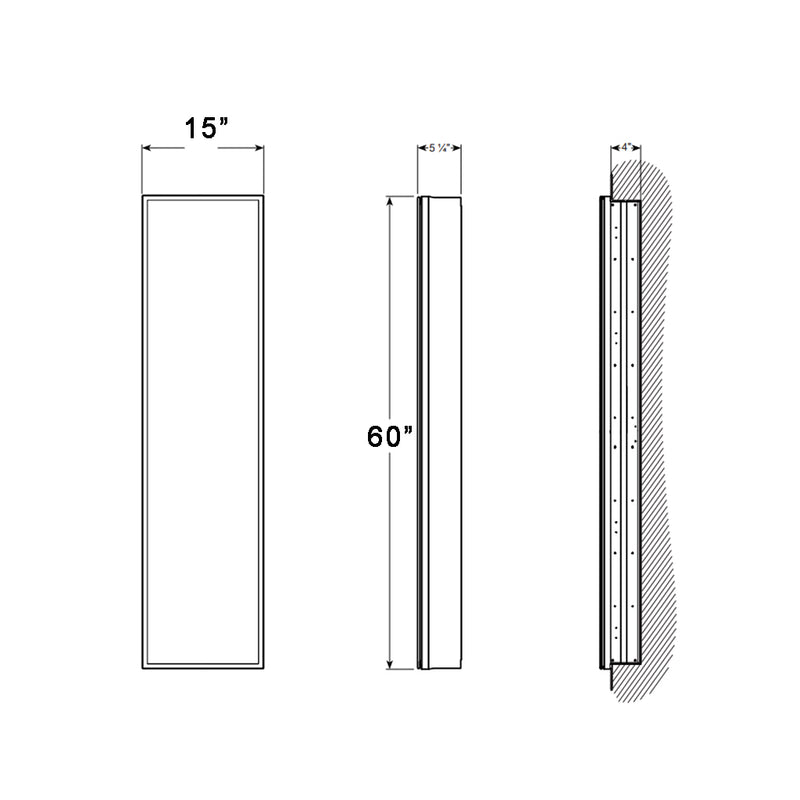 Luna Halo Led Medicine Cabinet - Wall Or Recessed Mount - 15W x 60H" Aluminum/Glass/Aluminum