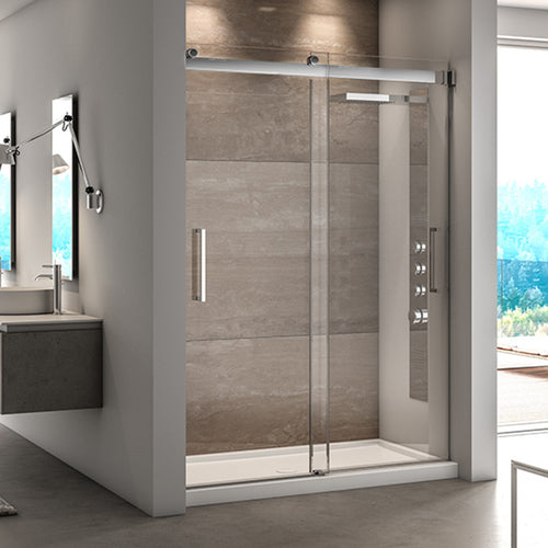 60 Chrome Frameless 4-Wheel Sliding Shower Door
