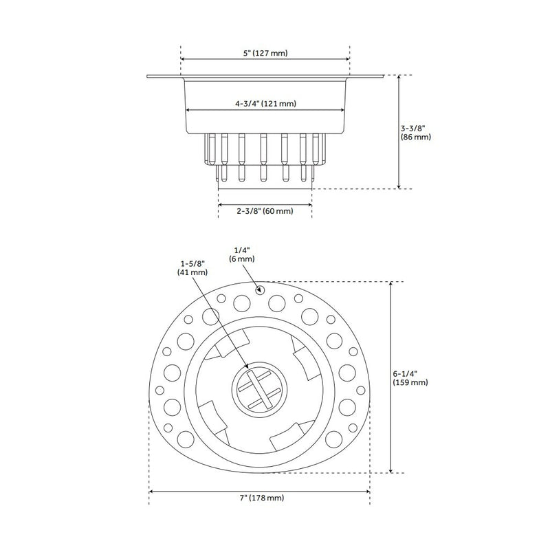 Spares Tub Drain Rough - Built-In - 5" PVC/Black