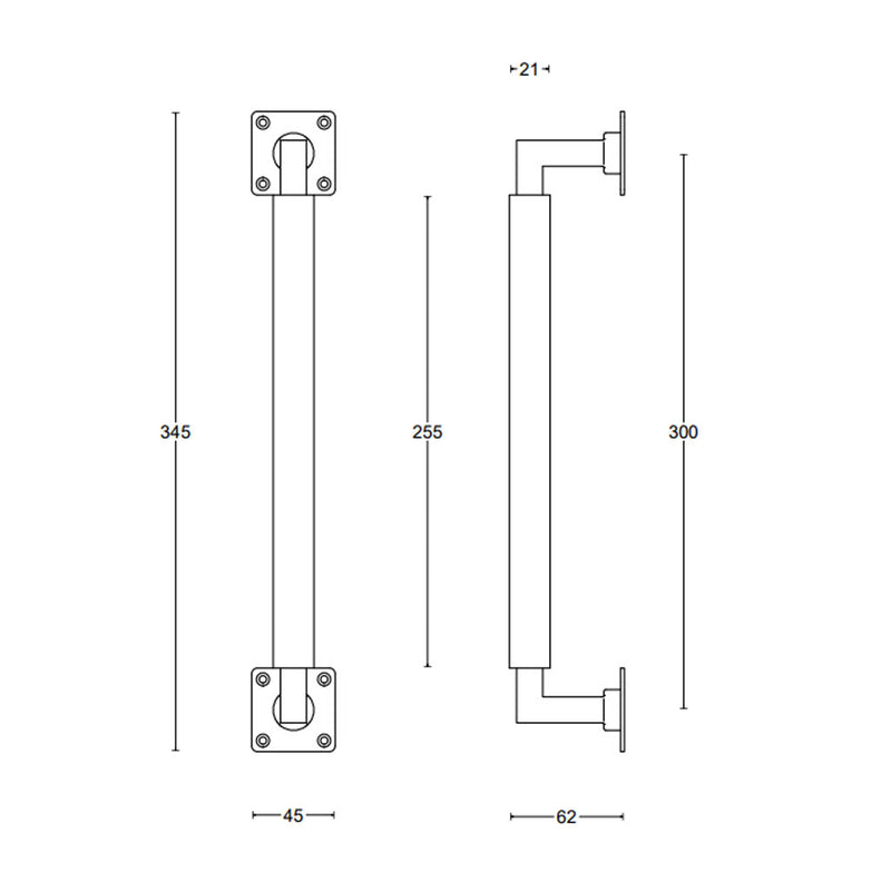 Timeless Door Pull Handle - Door Mount - 12" Brass/Satin Nickel/Ebony Wood