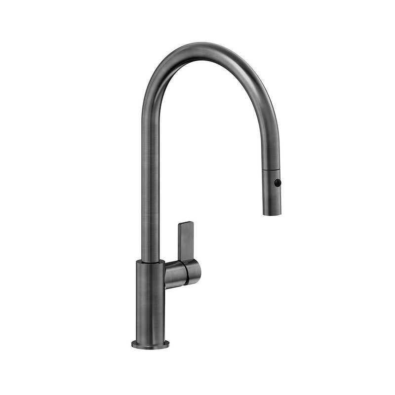 Capri Pull Out Kitchen Faucet - Single Hole - 17" Brass/Gun Metal Grey
