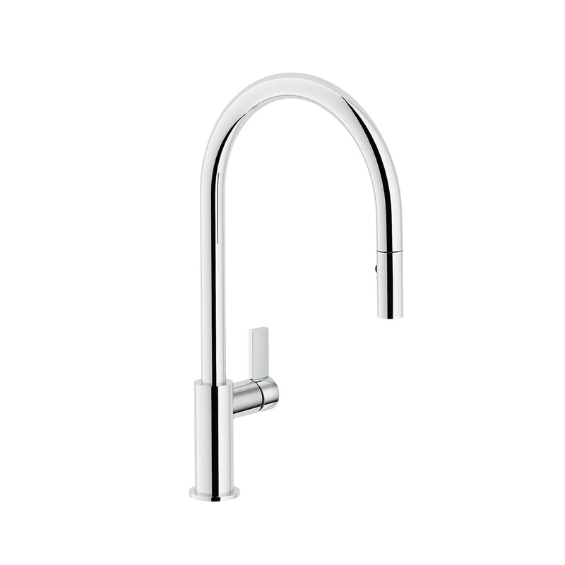 Capri Pull Out Kitchen Faucet - Single Hole - 17" Brass/Polished Chrome