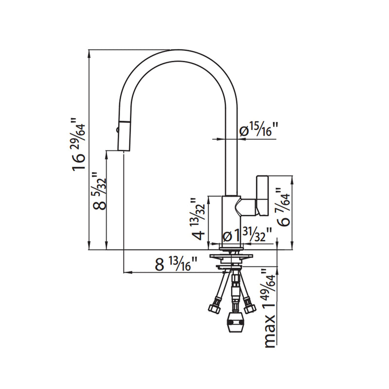 Capri Pull Out Kitchen Faucet - Single Hole - 17" Brass/Polished Chrome