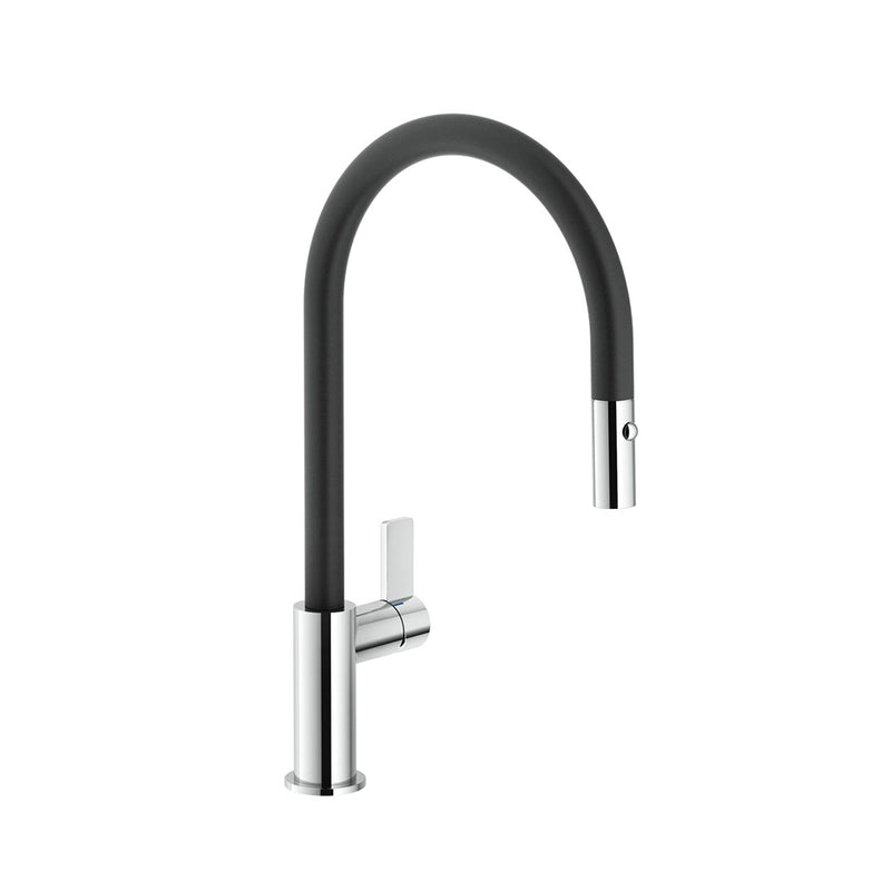 Capri Pull Out Kitchen Faucet - Single Hole - 17" Brass/Matt Black/Chrome