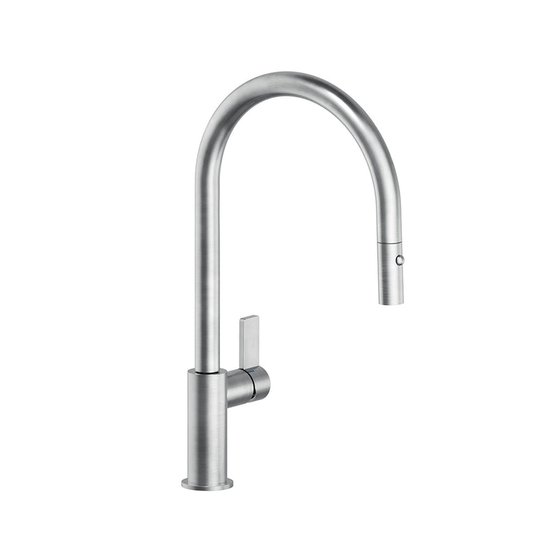 Capri Pull Out Kitchen Faucet - Single Hole - 17" Brass/Satin