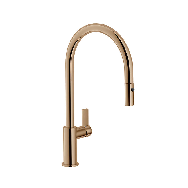 Capri Pull Out Kitchen Faucet - Single Hole - 17" Brass/Polished Copper