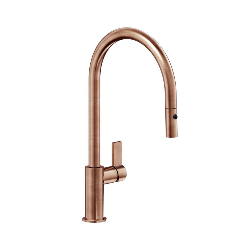 Capri Pull Out Kitchen Faucet - Single Hole - 17" Brass/Satin Copper