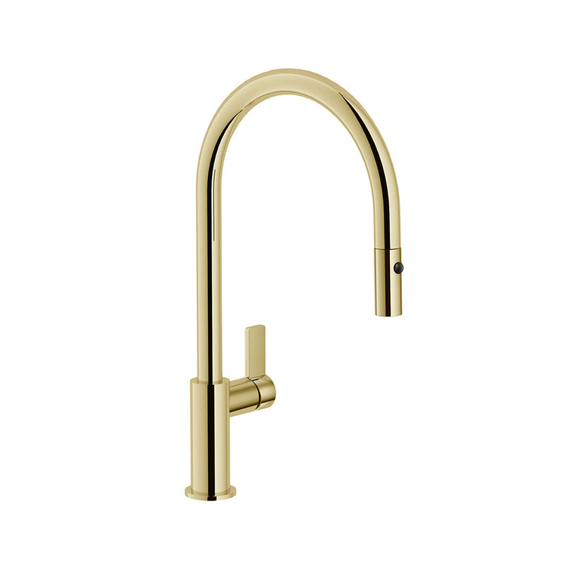 Capri Pull Out Kitchen Faucet - Single Hole - 17" Brass/Polished Gold