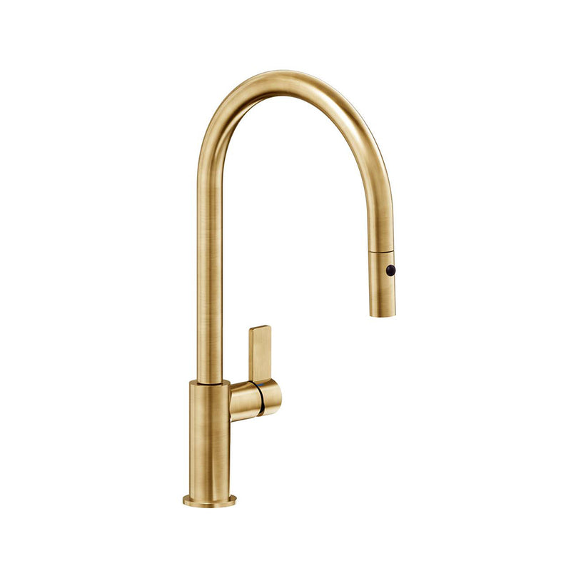Capri Pull Out Kitchen Faucet - Single Hole - 17" Brass/Satin Gold
