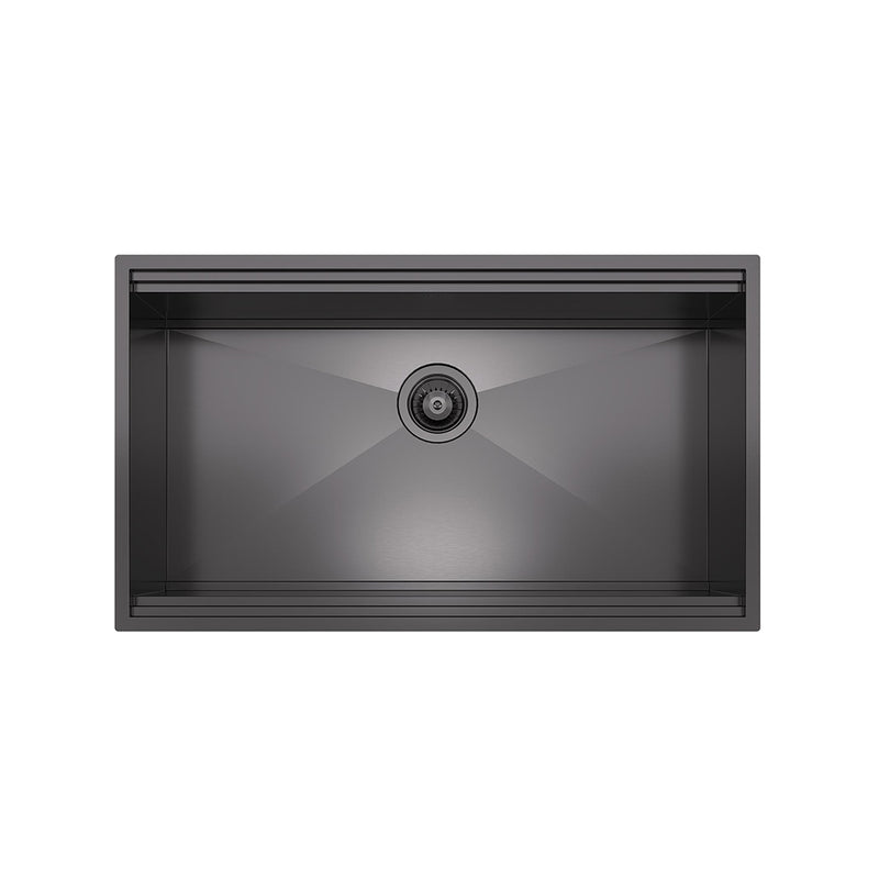 Leonardo Single Bowl Kitchen Sink - Under Mount - 33" Stainless Steel/Gun Metal